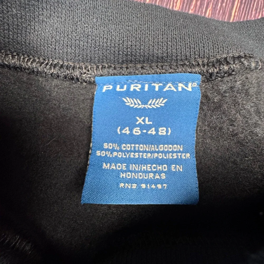Puritan Sweatshirt XL Black Cotton Blend Biker American Vintage Classic Graphic